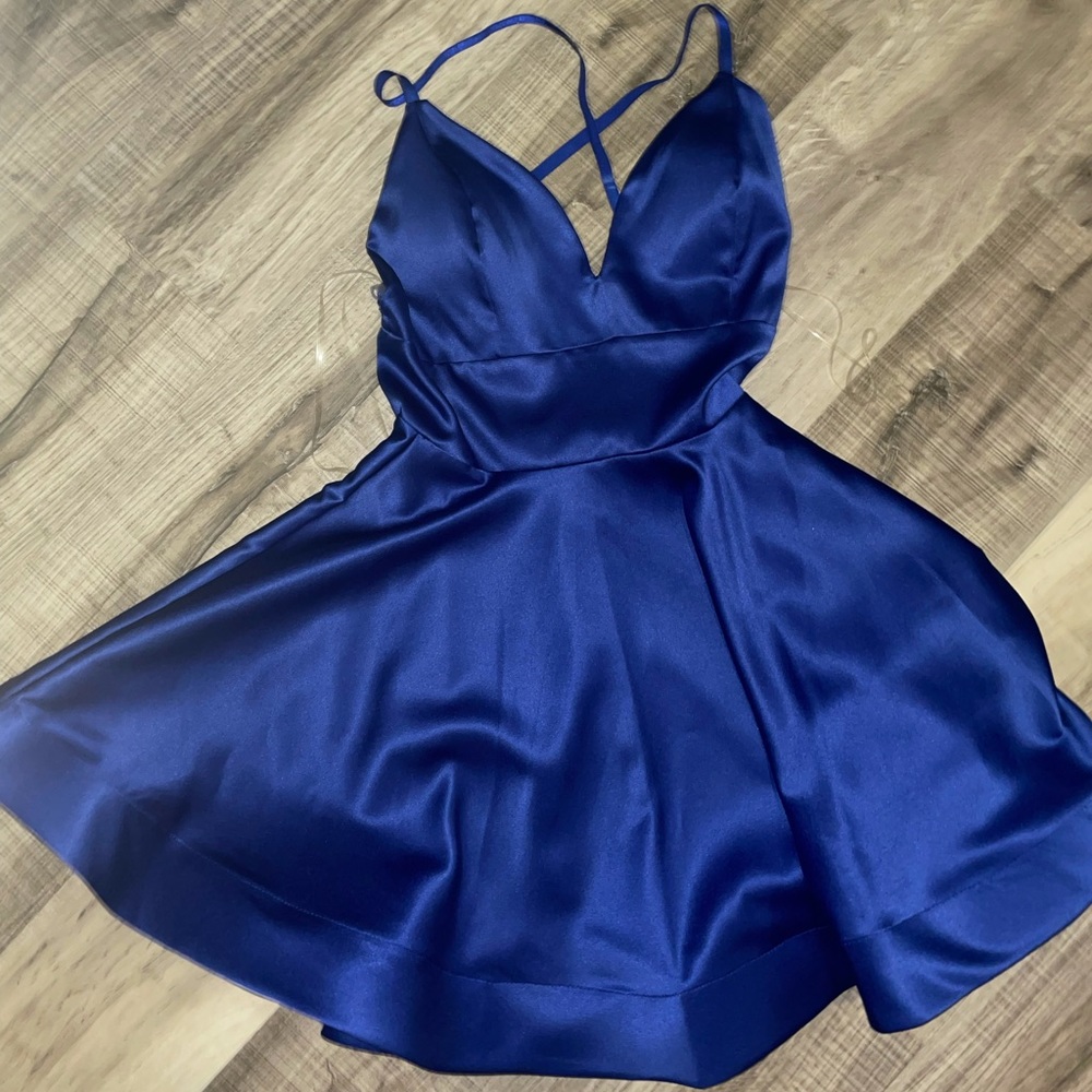 Blue mini flown bouncy dress